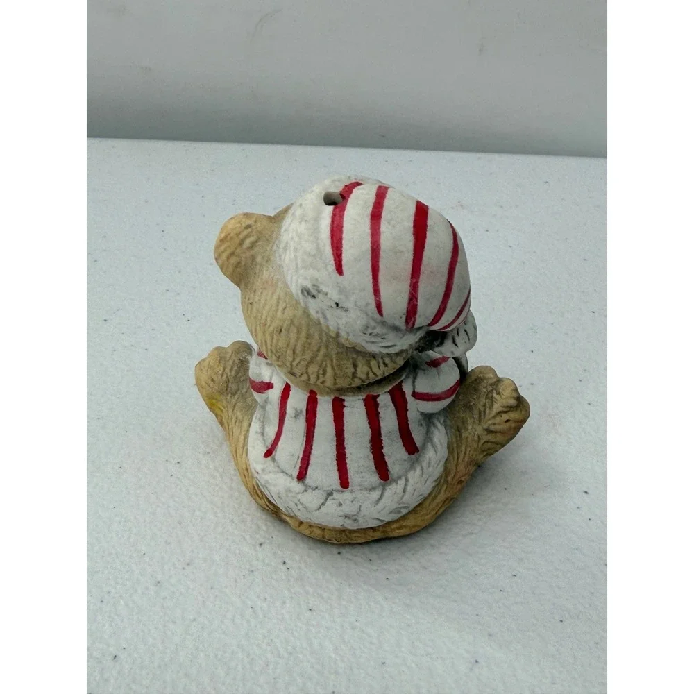 Giftco Vintage Christmas Bear Bell Ornaments Figurine Ceramic 1988 Set of 3 Red